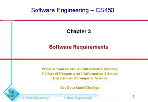 Software Engineering CS 450 Chapter 3 Software Requirements