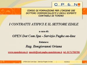 CORSO DI FORMAZIONE PER LORDINE DEI DOTTORI COMMERCIALISTI