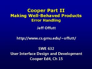 Cooper Part II Making WellBehaved Products Error Handling