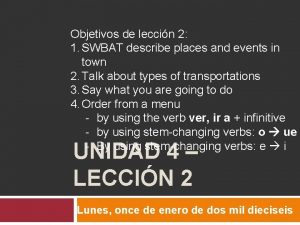 Objetivos de leccin 2 1 SWBAT describe places