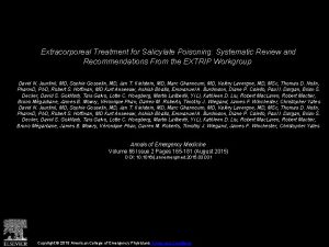 Extracorporeal Treatment for Salicylate Poisoning Systematic Review and