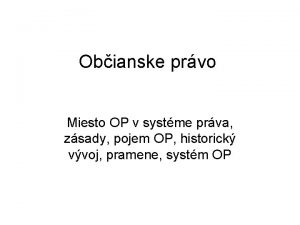 Obianske prvo Miesto OP v systme prva zsady