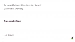 Combined Science Chemistry Key Stage 4 Quantitative Chemistry