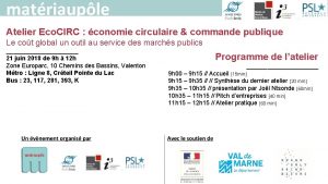 matriauple Atelier Eco CIRC conomie circulaire commande publique