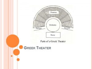 GREEK THEATER GREEK THEATER Most Greek cities had
