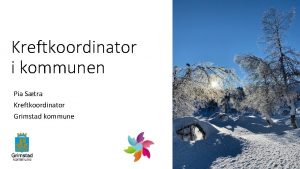 Kreftkoordinator i kommunen Pia Stra Kreftkoordinator Grimstad kommune