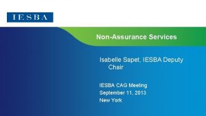 NonAssurance Services Isabelle Sapet IESBA Deputy Chair IESBA