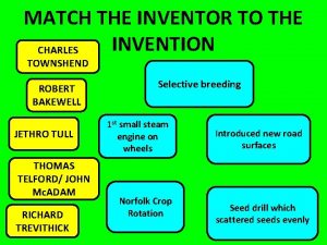 MATCH THE INVENTOR TO THE INVENTION CHARLES TOWNSHEND