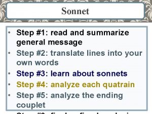 Sonnet Step 1 read and summarize general message