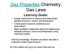 Gas Properties Chemistry Gas Laws Learning Goals Design