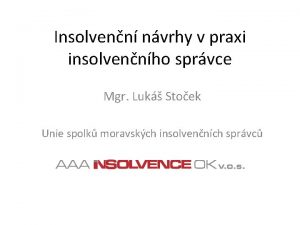 Insolvenn nvrhy v praxi insolvennho sprvce Mgr Luk