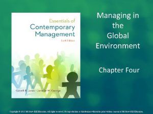 Managing in the Global Environment Chapter Four Copyright