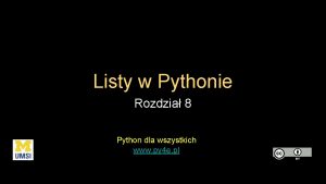 Listy w Pythonie Rozdzia 8 Python dla wszystkich