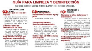 GUA PARA LIMPIEZA Y DESINFECCIN Espacios pblicos lugares