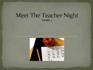 Meet The Teacher Night Grade 1 Curriculum Curriculum