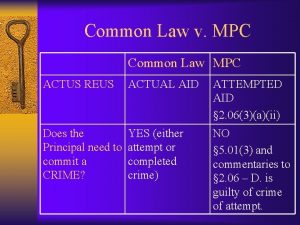 Common Law v MPC Common Law MPC ACTUS