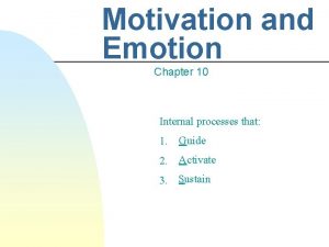 Motivation and Emotion Chapter 10 Internal processes that