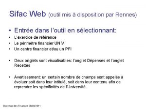 Sifac Web outil mis disposition par Rennes Entre