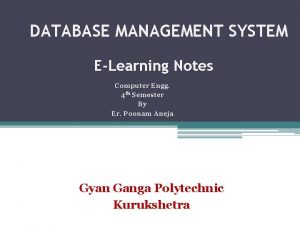 DATABASE MANAGEMENT SYSTEM ELearning Notes Computer Engg 4