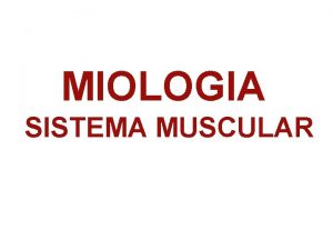 MIOLOGIA SISTEMA MUSCULAR So estruturas individualizadas que cruzam