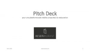 Pitch Deck pour une plateforme web indite consacre