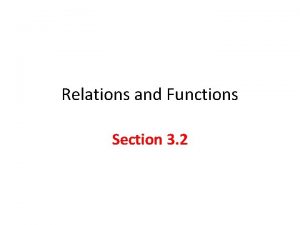 Relations and Functions Section 3 2 Objectives Identify