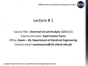 COMSATS Institute of Information Technology Attock Campus Lecture