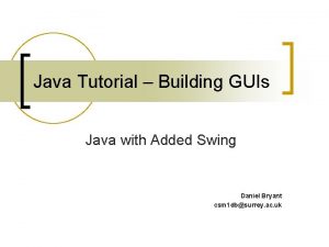 Java Tutorial Building GUIs Java with Added Swing