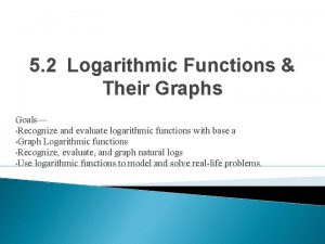 5 2 Logarithmic Functions Their Graphs Goals Recognize