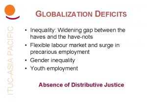 ITUCASIA PACIFIC GLOBALIZATION DEFICITS Inequality Widening gap between