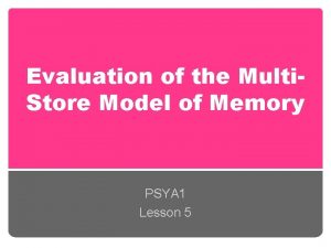 Evaluation of the Multi Store Model of Memory