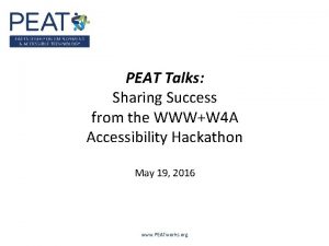 PEAT Talks Sharing Success from the WWWW 4