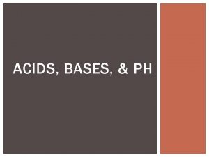 ACIDS BASES PH OBJECTIVE 6 4 SWBAT classify