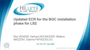 Updated ECR for the BGC installation phase for