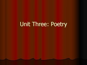 Unit Three Poetry The Nature of Poetry says