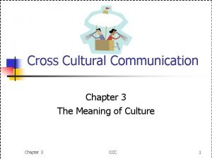 Cross Cultural Communication Chapter 3 The Meaning of