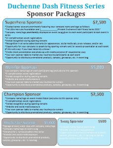 Duchenne Dash Fitness Series Sponsor Packages Superhero Sponsor