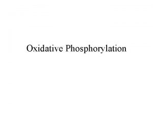 Oxidative Phosphorylation Definition It is the process whereby