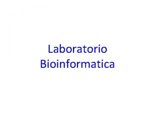 Laboratorio Bioinformatica Obbiettivi Comprendere gli approcci con cui