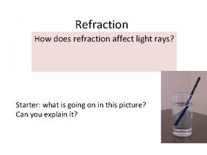 Refraction How does refraction affect light rays Starter