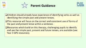 Parent Guidance q Children should already have experience