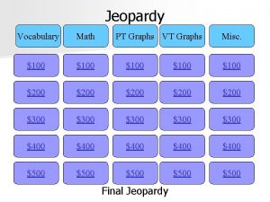 Jeopardy Vocabulary Math PT Graphs VT Graphs 100
