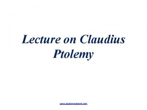 Lecture on Claudius Ptolemy www assignmentpoint com Euclids