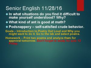 Senior English 112816 In what situations do you