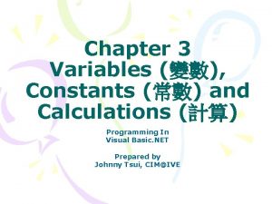 Chapter 3 Variables Constants and Calculations Programming In