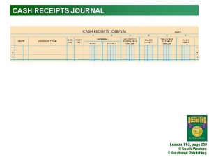 CASH RECEIPTS JOURNAL Lesson 11 2 page 259