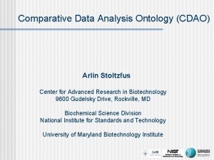 Comparative Data Analysis Ontology CDAO Arlin Stoltzfus Center