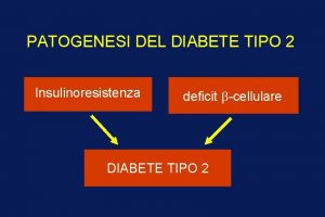 PATOGENESI DEL DIABETE TIPO 2 Insulinoresistenza deficit cellulare