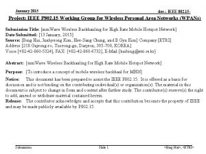 January 2015 doc IEEE 802 15 Project IEEE