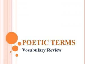 POETIC TERMS Vocabulary Review POETRY VOCABULARY Sensory Langugae